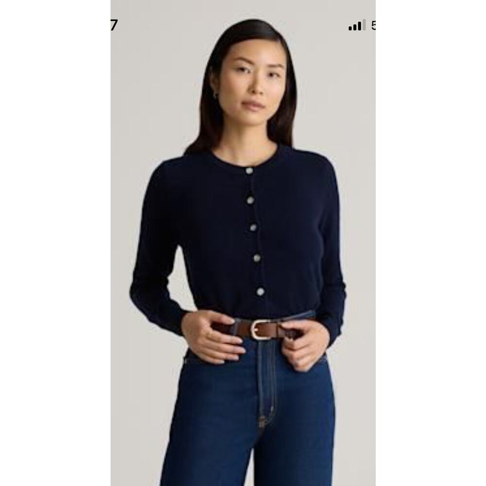 Quince Wm’s Mongolian Cashmere Cardigan Blk Mother of Pearl Buttons Sz XL #109